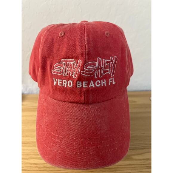 STAY SALTY VERO BEACH FL Coral Distressed, 6-panel dad style baseball cap hat - Picture 5 of 7